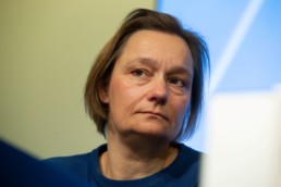 Doctor Erika Vlieghe, head infectious diseases UZA pictured during a press conference regarding a second contamination in Belgium with COVID-19, the new coronavirus, in Brussels, Sunday 01 March 2020. BELGA PHOTO NICOLAS MAETERLINCK